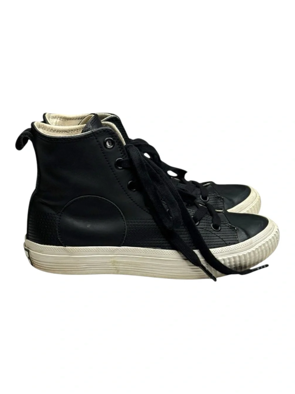 McQ Alexander McQueen ♔ Swallow Plimsoll High Top Leather Sneakers ♔ Black ♔ 38